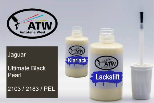 Jaguar, Ultimate Black Pearl, 2103 / 2183 / PEL: 20ml Lackstift + 20ml Klarlack - Set, von ATW Autoteile West.